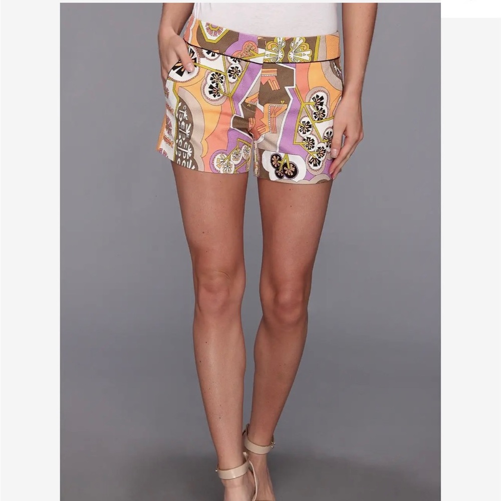 Trina Turk Delano Shorts Women's Sz 4 Colorful Geometric Floral 70's Hippie Boho
